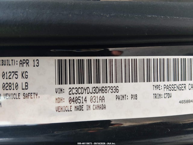 Продаж на аукціоні авто 2013 Dodge Challenger Srt8 Core, vin: 2C3CDYDJ3DH687936, номер лоту: 46119873
