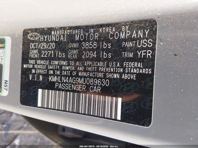 Продаж на аукціоні авто 2021 Hyundai Elantra Sel, vin: KMHLN4AG9MU089630, номер лоту: 46119879
