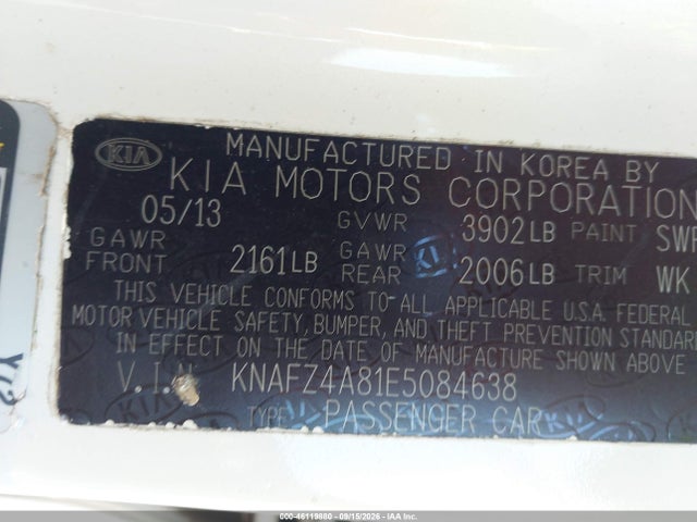 Продажа на аукционе авто 2014 Kia Forte Ex, vin: KNAFZ4A81E5084638, номер лота: 46119880