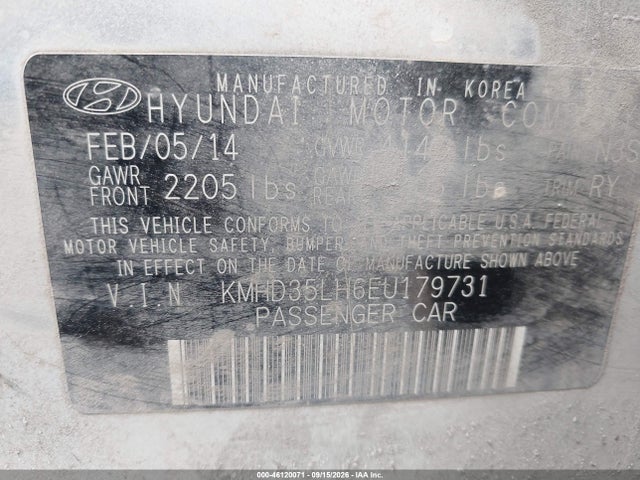 Продаж на аукціоні авто 2014 Hyundai Elantra Gt, vin: KMHD35LH6EU179731, номер лоту: 46120071