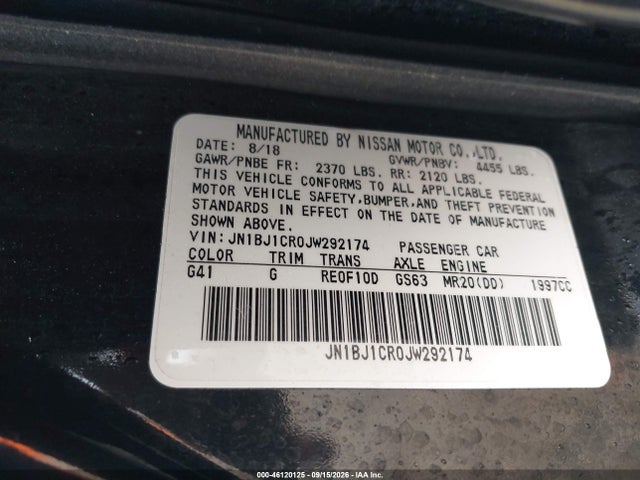 Auction sale of the 2018 Nissan Rogue Sport Sv, vin: JN1BJ1CR0JW292174, lot number: 46120125