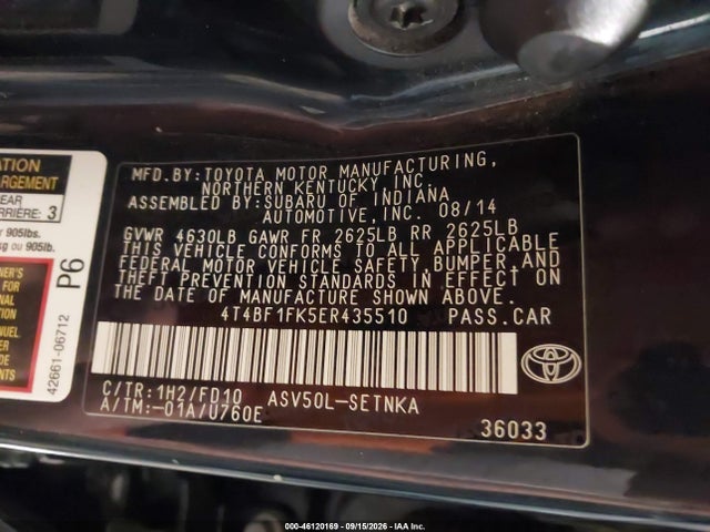 Aukcja sprzedaży 2014 Toyota Camry Le, vin: 4T4BF1FK5ER435510, numer aukcji: 46120169