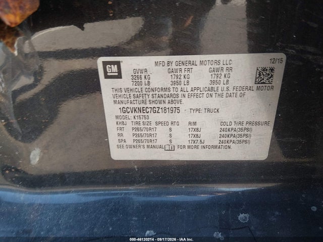 Aukcja sprzedaży 2016 Chevrolet Silverado 1500 Ls, vin: 1GCVKNEC7GZ181975, numer aukcji: 46120214