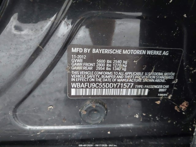 Aukcja sprzedaży 2013 Bmw 550i Xdrive, vin: WBAFU9C55DDY71577, numer aukcji: 46120251
