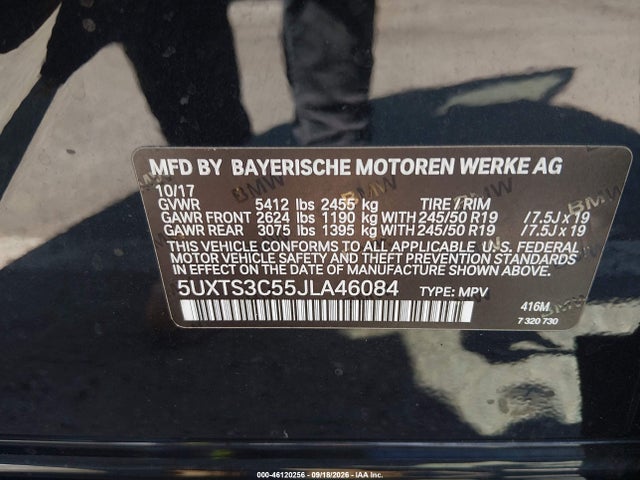 Aukcja sprzedaży 2018 Bmw X3 M40i, vin: 5UXTS3C55JLA46084, numer aukcji: 46120256