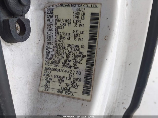 Продаж на аукціоні авто 2007 Nissan Frontier Nismo Off Road, vin: 1N6AD06U47C452770, номер лоту: 46120307