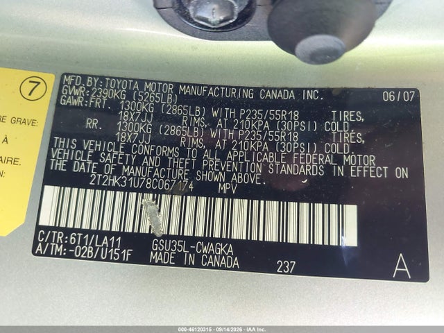 Продажа на аукционе авто 2008 Lexus Rx 350, vin: 2T2HK31U78C067174, номер лота: 46120315