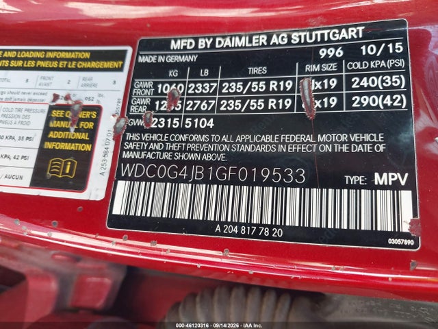 Продаж на аукціоні авто 2016 Mercedes-benz Glc 300, vin: WDC0G4JB1GF019533, номер лоту: 46120316