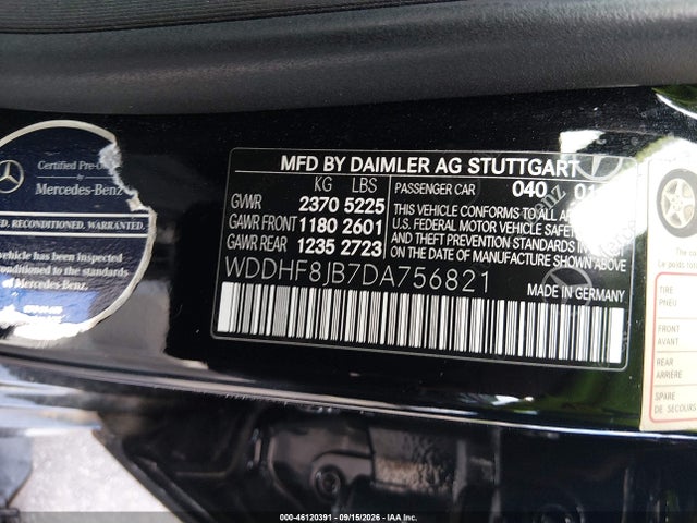 2013 Mercedes-benz E 350 4matic მანქანა იყიდება აუქციონზე, vin: WDDHF8JB7DA756821, აუქციონის ნომერი: 46120391