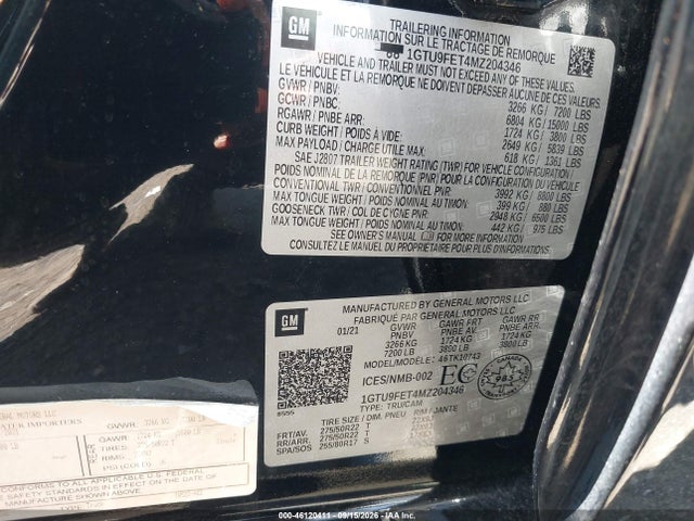 Aukcja sprzedaży 2021 Gmc Sierra 1500 Denali, vin: 1GTU9FET4MZ204346, numer aukcji: 46120411
