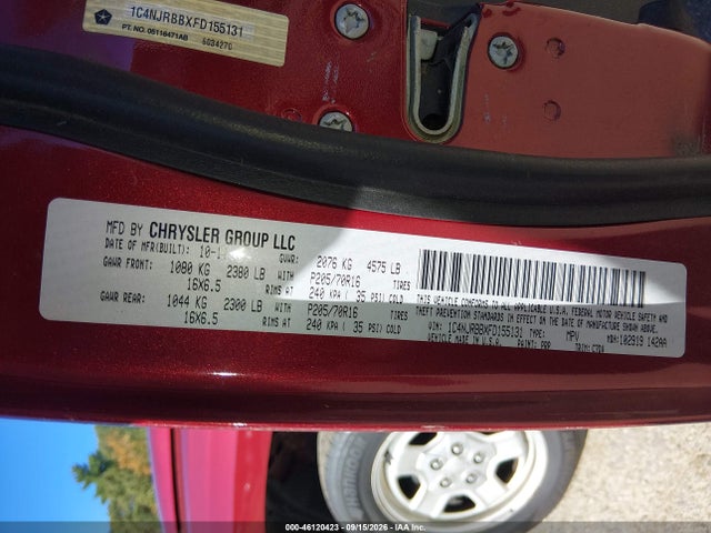 Aukcja sprzedaży 2015 Jeep Patriot Sport, vin: 1C4NJRBBXFD155131, numer aukcji: 46120423