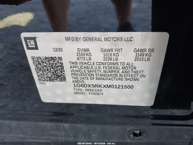 Aukcja sprzedaży 2021 Cadillac Ct5 Luxury, vin: 1G6DX5RKXM0121500, numer aukcji: 46120452