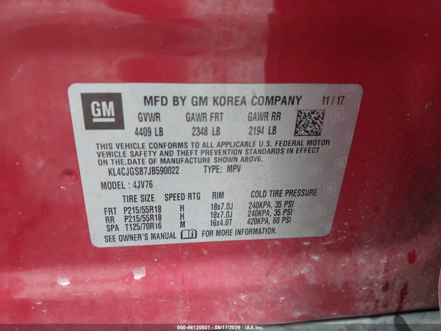 Aukcja sprzedaży 2018 Buick Encore Essence, vin: KL4CJGSB7JB590022, numer aukcji: 46120501