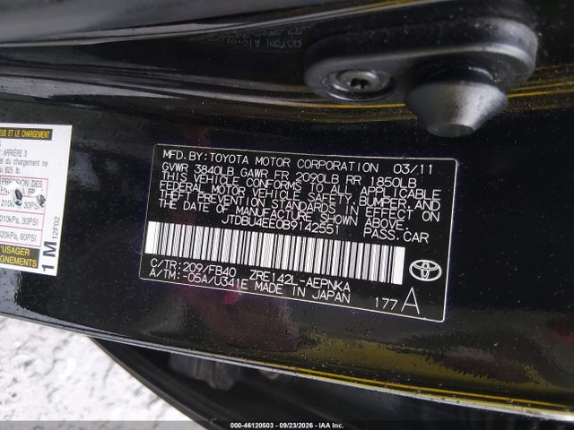 Продажа на аукционе авто 2011 Toyota Corolla Le, vin: JTDBU4EE0B9142551, номер лота: 46120503