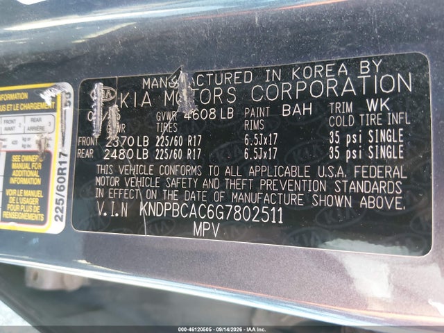Aukcja sprzedaży 2016 Kia Sportage Lx, vin: KNDPBCAC6G7802511, numer aukcji: 46120505