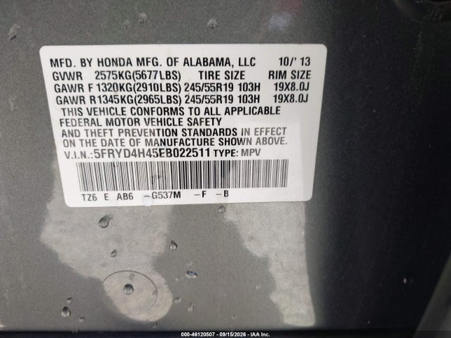 Aukcja sprzedaży 2014 Acura Mdx Technology Package, vin: 5FRYD4H45EB022511, numer aukcji: 46120507
