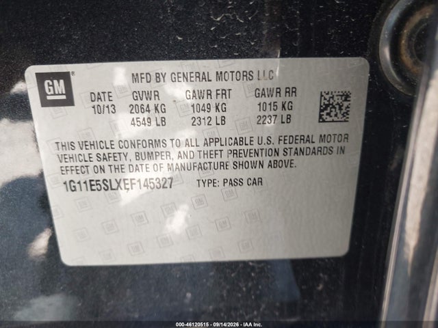 Auction sale of the 2014 Chevrolet Malibu 2lt, vin: 1G11E5SLXEF145327, lot number: 46120515