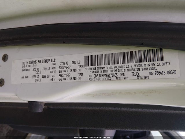 2010 Dodge Ram 1500 St მანქანა იყიდება აუქციონზე, vin: 3D7JB1EP4AG171685, აუქციონის ნომერი: 46120544