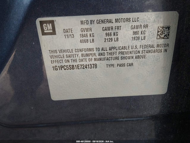 Aukcja sprzedaży 2014 Chevrolet Cruze 1lt Auto, vin: 1G1PC5SB1E7241378, numer aukcji: 46120550