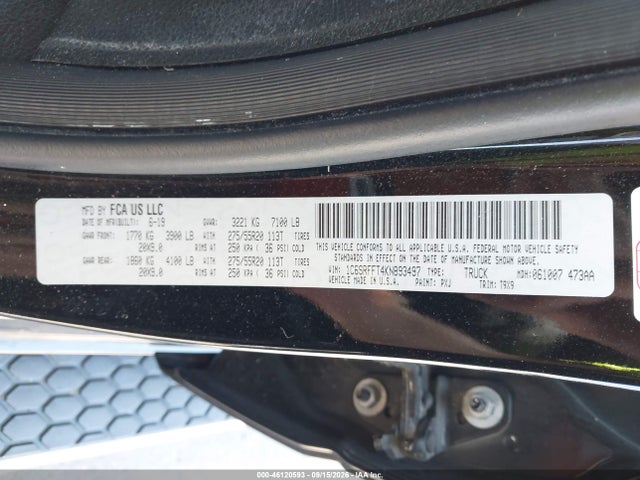 Продаж на аукціоні авто 2019 Ram 1500 Big Horn/lone Star  4x4 5'7 Box, vin: 1C6SRFFT4KN893497, номер лоту: 46120593