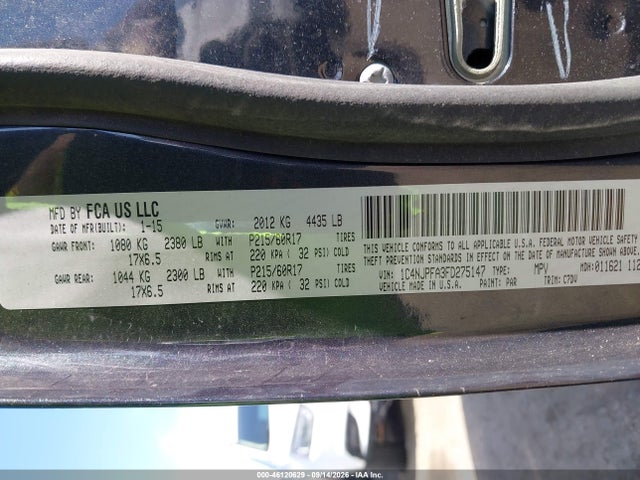 Продаж на аукціоні авто 2015 Jeep Patriot Latitude, vin: 1C4NJPFA3FD275147, номер лоту: 46120629