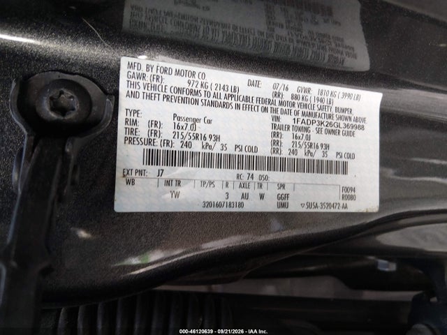 Продаж на аукціоні авто 2016 Ford Focus Se, vin: 1FADP3K26GL369988, номер лоту: 46120639