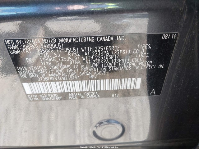 Toyota RAV4 LE 2014 2T3BFREV4EW219451 Image 9
