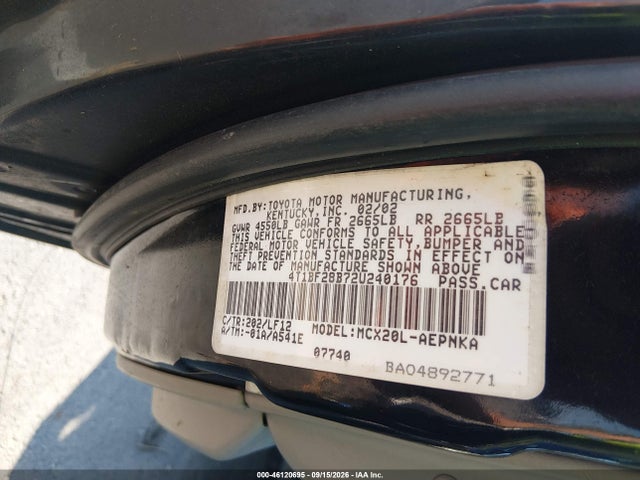 46120695 :رقم المزاد ، 4T1BF28B72U240176 vin ، 2002 Toyota Avalon Xl مزاد بيع
