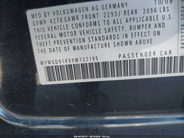 Aukcja sprzedaży 2009 Volkswagen Gti 4-door, vin: WVWGD91K99W137195, numer aukcji: 46120741