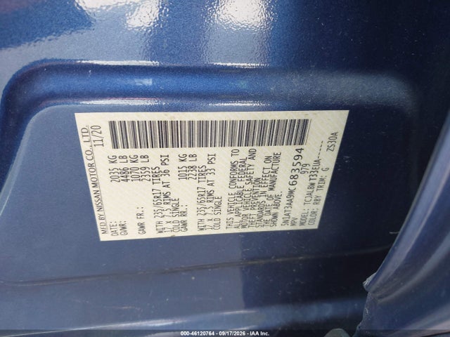 Продаж на аукціоні авто 2021 Nissan Rogue S Fwd, vin: 5N1AT3AA9MC683594, номер лоту: 46120764