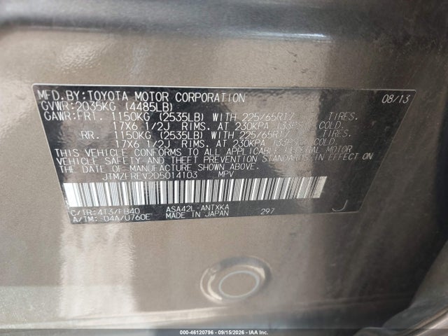 Продаж на аукціоні авто 2013 Toyota Rav4 Le, vin: JTMZFREV2D5014103, номер лоту: 46120796
