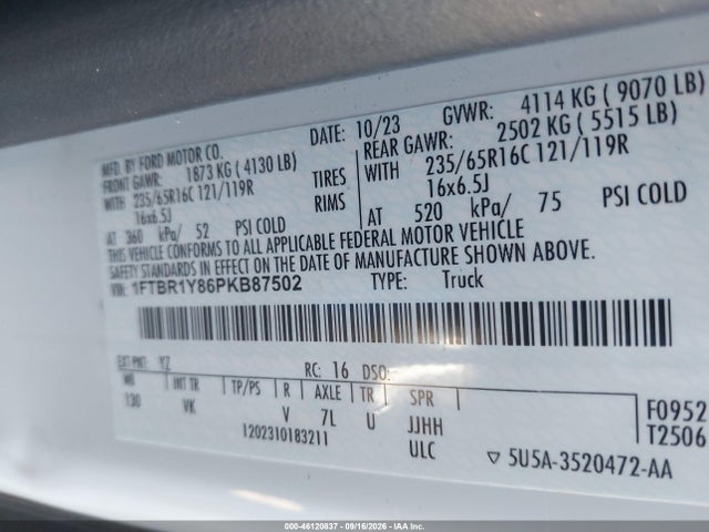 Ford Transit 2023 1FTBR1Y86PKB87502 Image 9