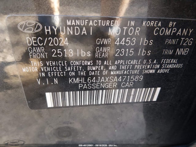 Продаж на аукціоні авто 2025 Hyundai Sonata Sel, vin: KMHL64JAXSA471589, номер лоту: 46120901