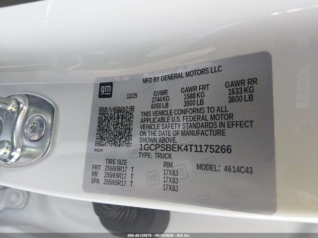 Aukcja sprzedaży 2026 Chevrolet Colorado Wt, Rwd, vin: 1GCPSBEK4T1175266, numer aukcji: 46120976