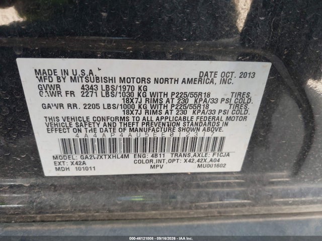 Продажа на аукционе авто 2014 Mitsubishi Outlander Sport Se, vin: 4A4AP4AU5EE012317, номер лота: 46121008