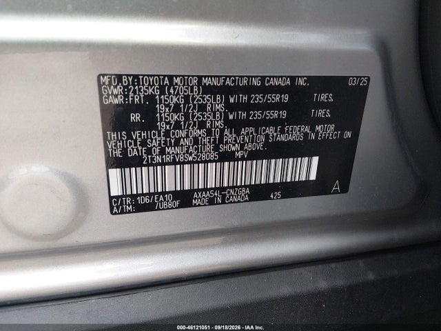 Продажа на аукционе авто 2025 Toyota Rav4 Limited, vin: 2T3N1RFV8SW528085, номер лота: 46121051