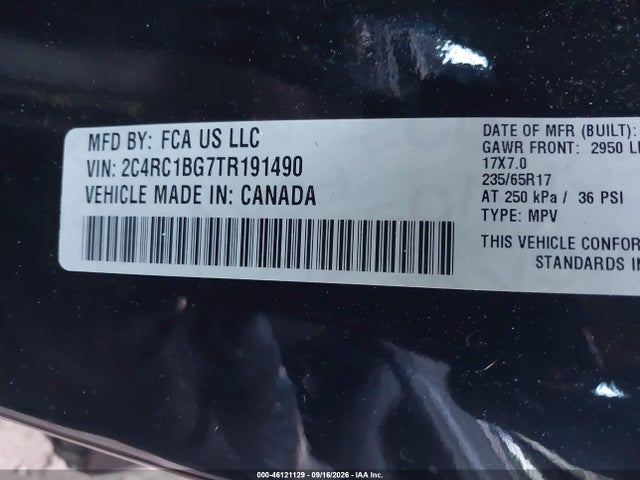 2026 Chrysler Pacifica Select მანქანა იყიდება აუქციონზე, vin: 2C4RC1BG7TR191490, აუქციონის ნომერი: 46121129