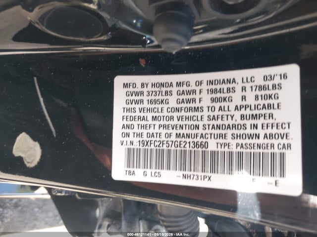 Aukcja sprzedaży 2016 Honda Civic Lx, vin: 19XFC2F57GE213660, numer aukcji: 46121141