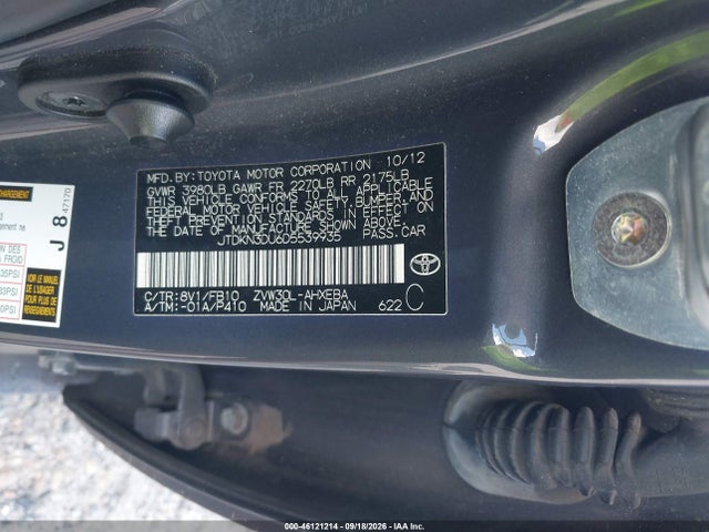 Auction sale of the 2013 Toyota Prius Three, vin: JTDKN3DU6D5539935, lot number: 46121214