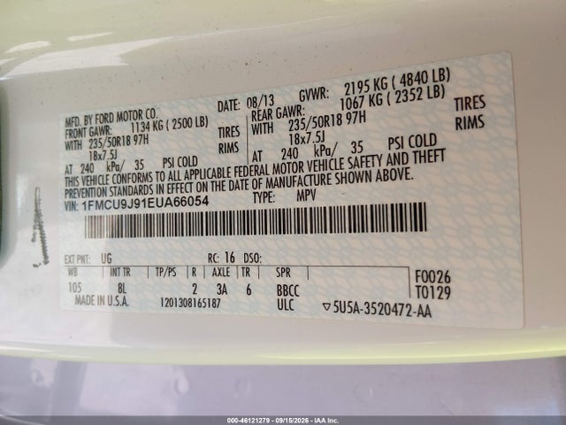 Ford Escape Titanium 2014 1FMCU9J91EUA66054 Image 9