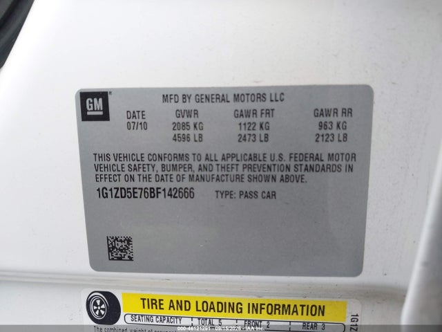 46121291 :رقم المزاد ، 1G1ZD5E76BF142666 vin ، 2011 Chevrolet Malibu 2lt مزاد بيع