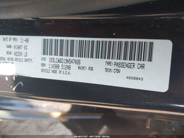 Aukcja sprzedaży 2009 Dodge Avenger Se/sxt, vin: 1B3LC46D19N547026, numer aukcji: 46121337