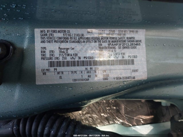 46121384 :رقم المزاد ، 1FAHP3F27CL283465 vin ، 2012 Ford Focus Se مزاد بيع