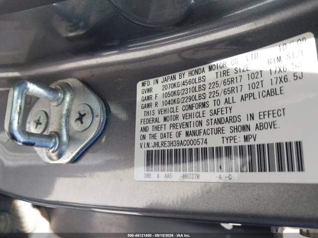 Продаж на аукціоні авто 2010 Honda Cr-v Lx, vin: JHLRE3H39AC000574, номер лоту: 46121400