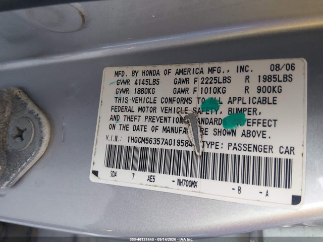 Продажа на аукционе авто 2007 Honda Accord 2.4 Se, vin: 1HGCM56357A019584, номер лота: 46121440