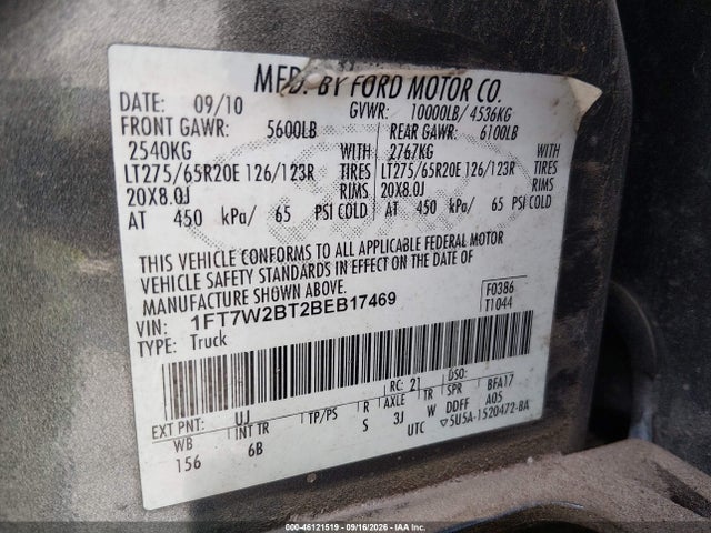 Продаж на аукціоні авто 2011 Ford F-250 Lariat, vin: 1FT7W2BT2BEB17469, номер лоту: 46121519