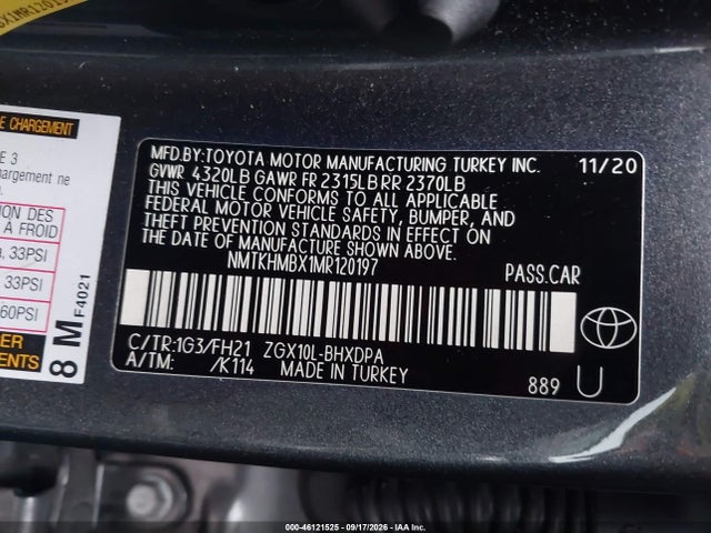 Aukcja sprzedaży 2021 Toyota C-hr Xle/le/night Shade/limited, vin: NMTKHMBX1MR120197, numer aukcji: 46121525