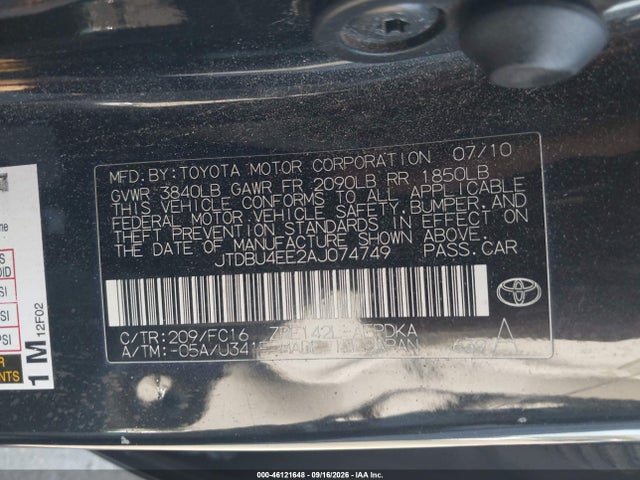 Продажа на аукционе авто 2010 Toyota Corolla Le, vin: JTDBU4EE2AJ074749, номер лота: 46121648