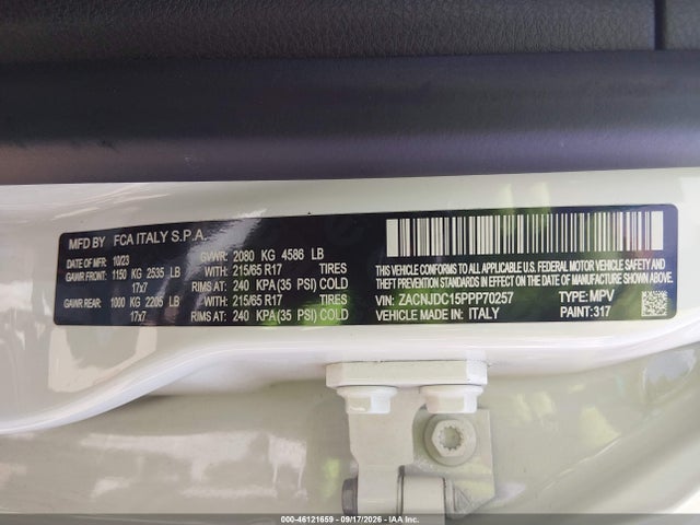 46121659 :رقم المزاد ، ZACNJDC15PPP70257 vin ، 2023 Jeep Renegade Trailhawk 4x4 مزاد بيع