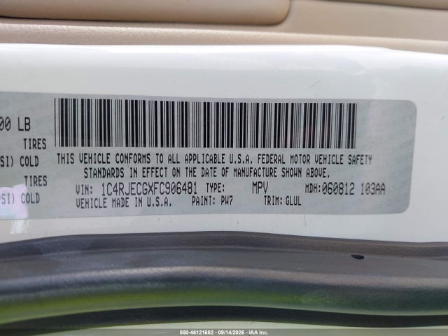 1C4RJECGXFC906481 Jeep Grand Cherokee Overland